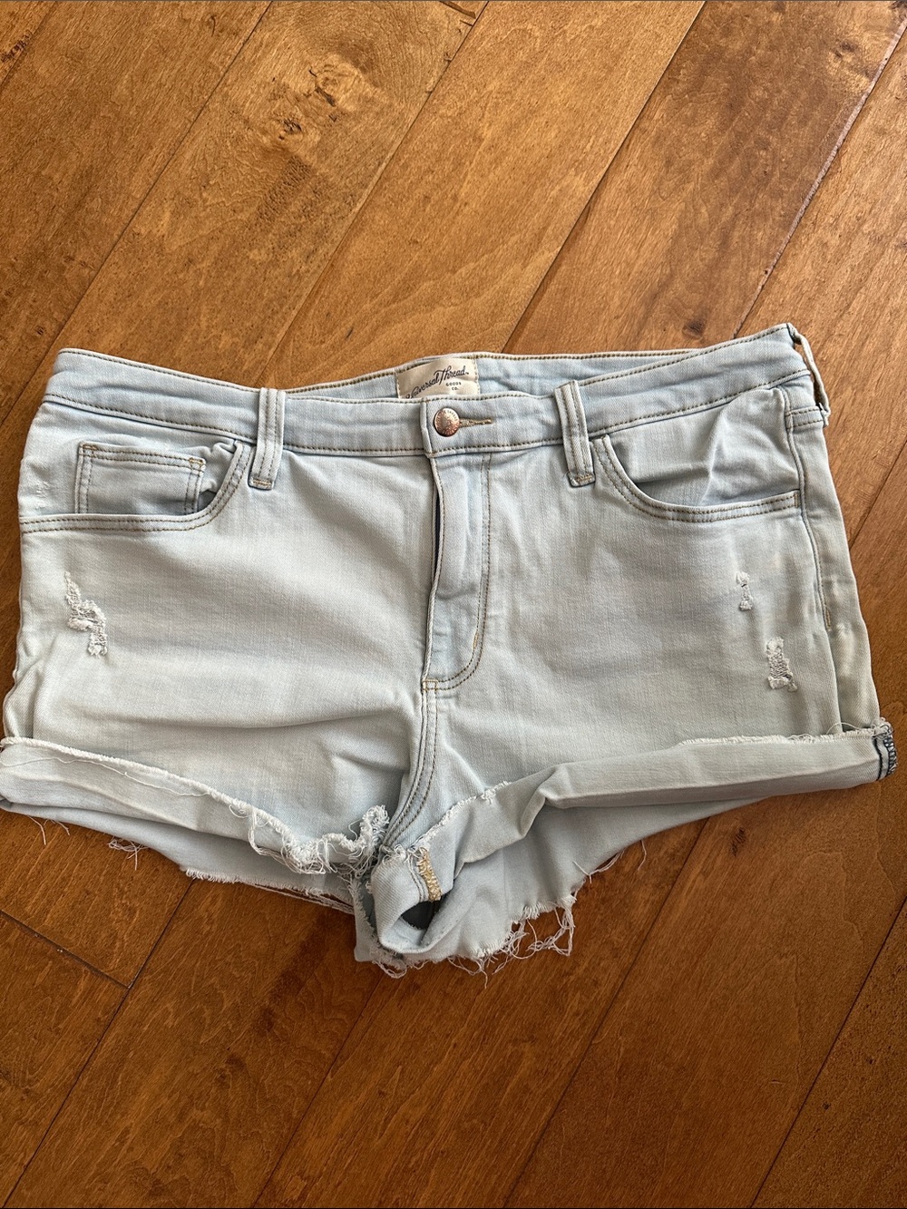 Light Wash Denim Cutoff Shorts - B